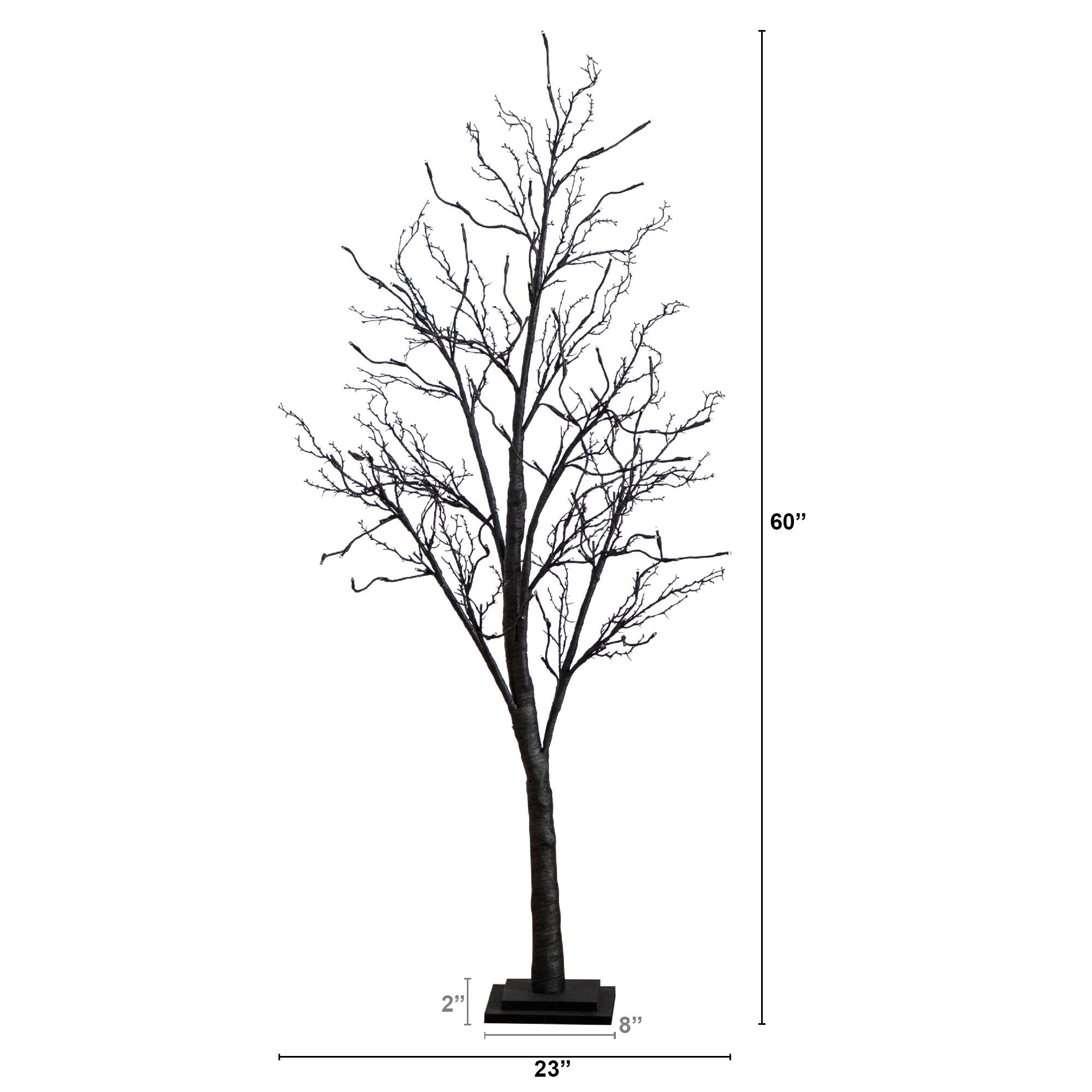 5ft. Orange & Purple LED Pre-Lit Halloween Deluxe Black Twig Artificial Fall Tree